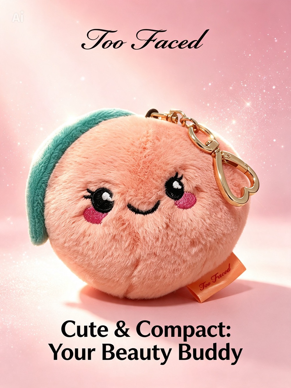 Too Faced Peach Plush Keychain / Bag Charm — RARE Collectible